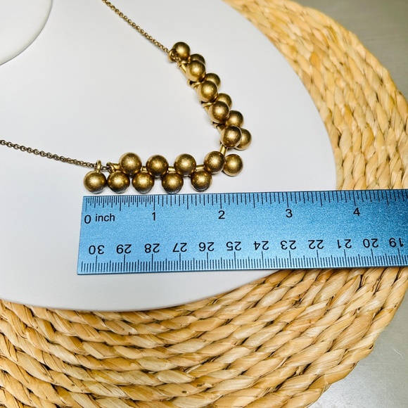 J. CREW Bar Bell Ball Antique Brass Gold Color Cluster Necklace. - Picture 8 of 8